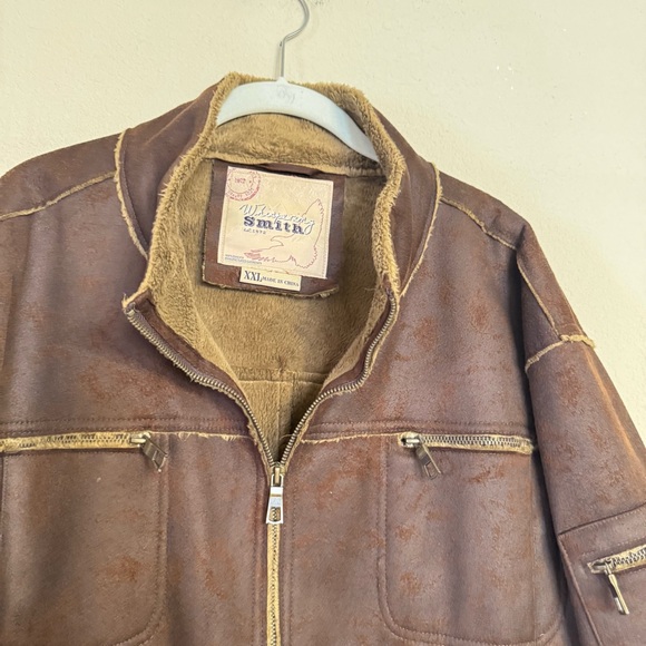 Whispering Smith Jacket Size XXL Brown Faux Suede Sherpa Lined Full Zip Western - Picture 4 of 16